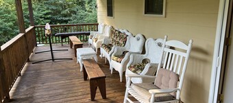 Home with huge front porch and lake views