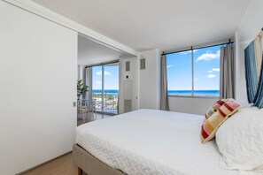 1 bedroom, desk, iron/ironing board, travel cot