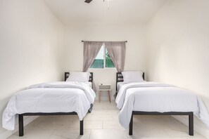 2 bedrooms, desk, iron/ironing board, travel crib