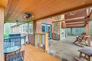 Outdoor Living | Gas Grill - Bowdon Cabin Stay Near Atlanta, Private Pool! (Bowdon)