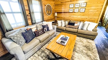 Smart TV, chimenea, reproductor de DVD y libros