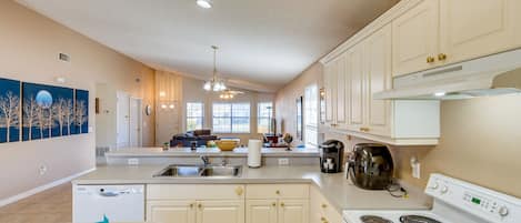 Fridge, microwave, oven, dishwasher
