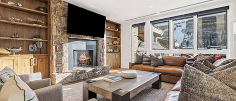 TV, fireplace