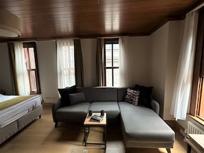 Economy-Zimmer, 1 Queen-Bett und Schlafsofa | Wohnbereich