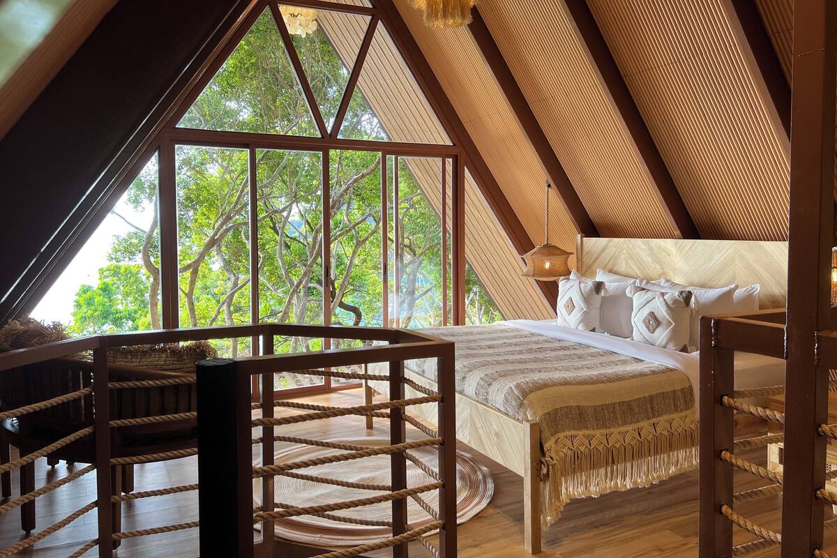 Familien-Ferienhütte, 1 Schlafzimmer, Balkon, Meerblick