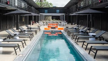 Outdoor pool, pool umbrellas