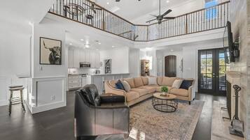 Smart TV, DVD player, books, video library