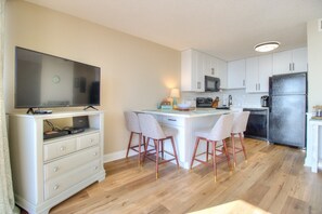 Condo, 1 Bedroom | Private kitchen | Fridge, oven, coffee/tea maker, toaster - 0611 Endless Horizon by Atlantic Towers (Carolina Beach)