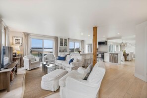 Smart TV, chimenea y libros 