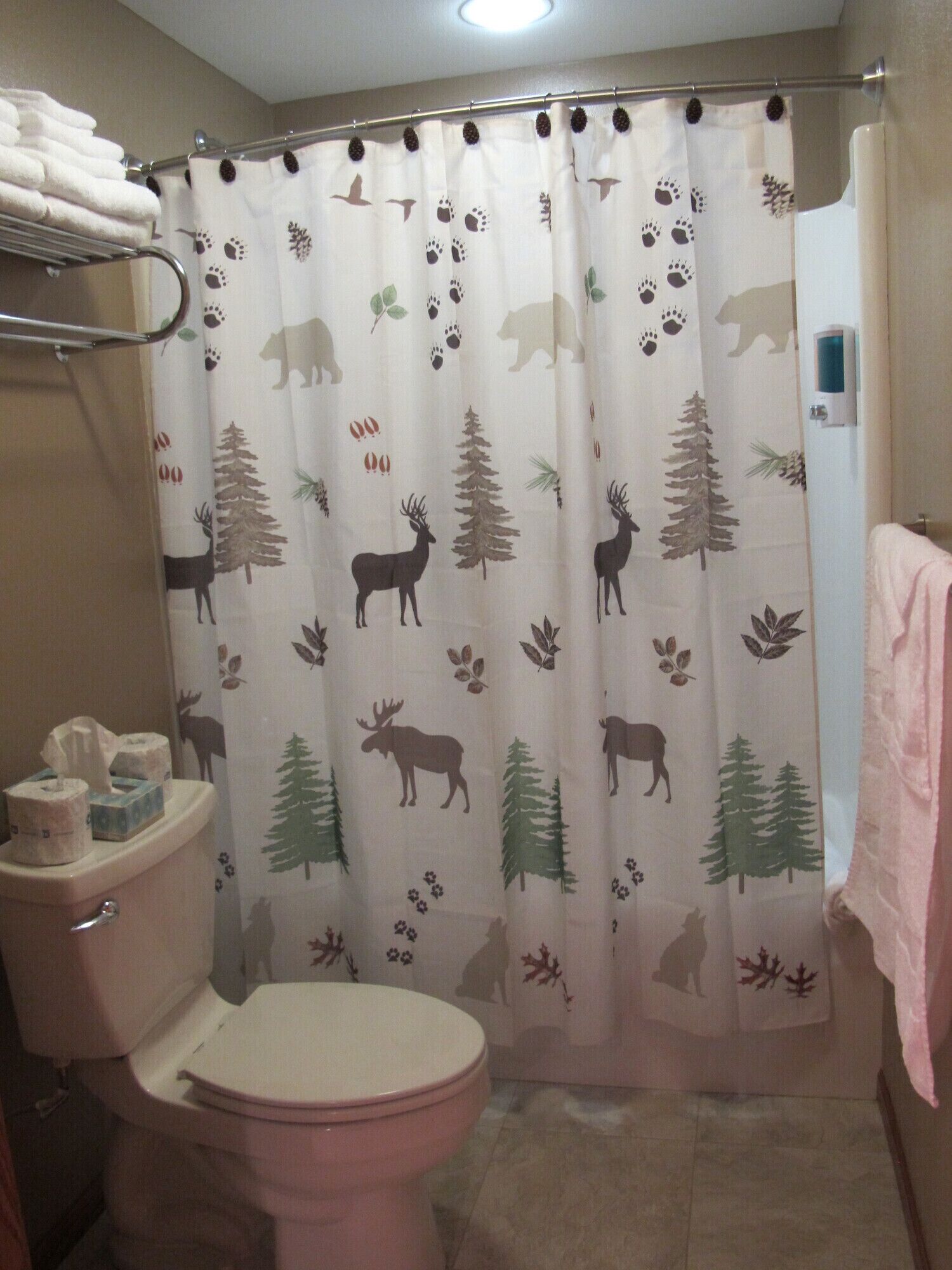 Combined shower/bathtub, hair dryer, towels