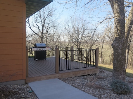 Terrace/patio. Spacious Cabin on 40 acres