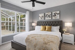 5 bedrooms, desk, iron/ironing board, travel cot