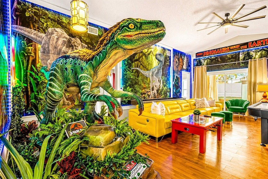 weed cigarette rolling supplies in dinosaur co T-Rex Smoking Duvet Cover 5BR Near Disney | Animatronic