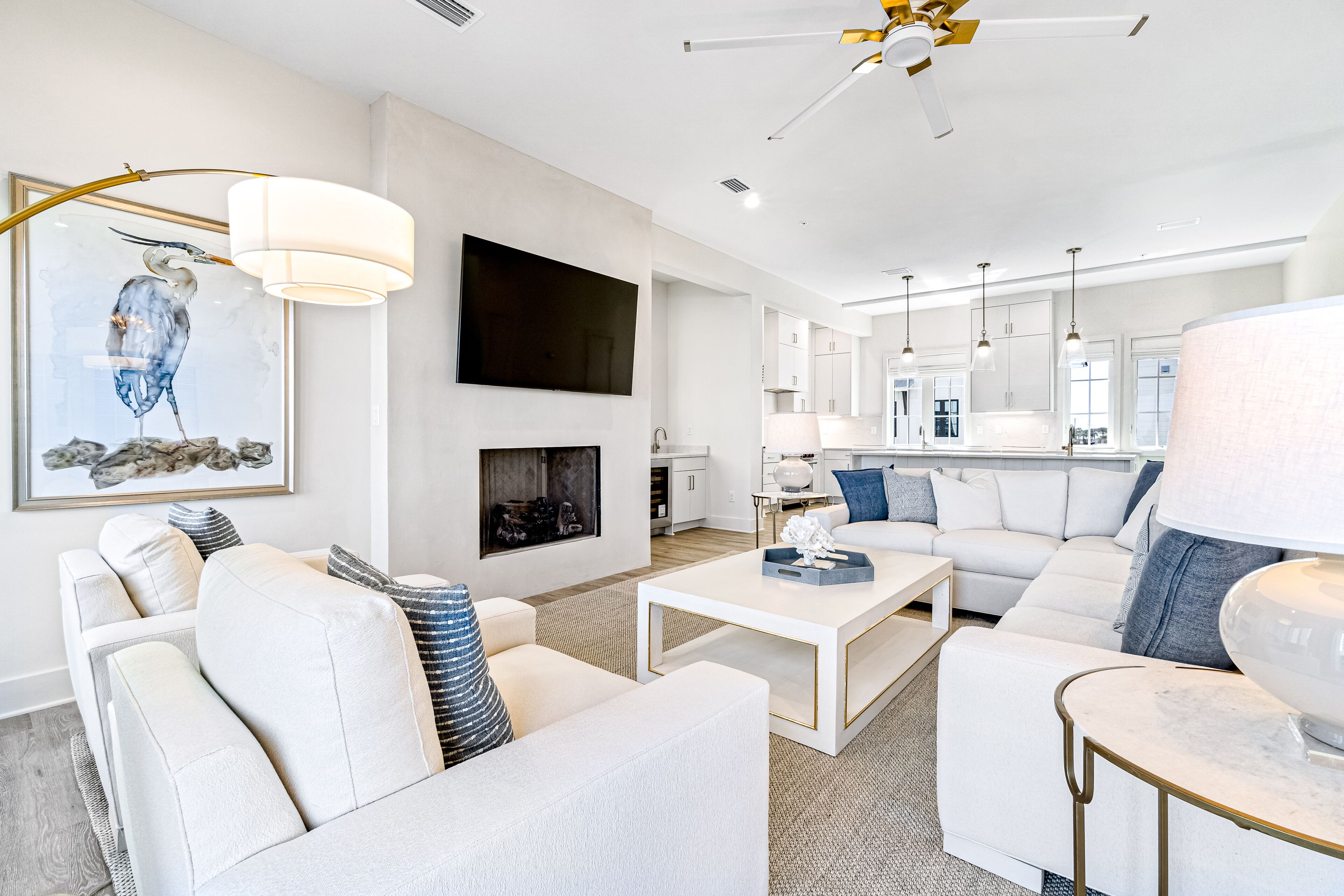 Spacious beachside community home with ocean view, private pool, & fireplace