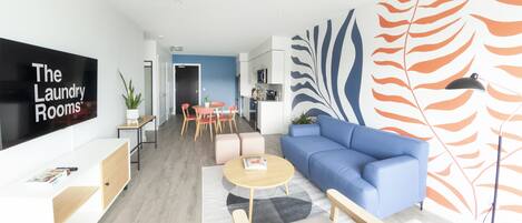 Business Apartment | Living area | 55-inch Smart TV with digital channels, TV