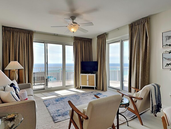 Condo, Multiple Beds, Jetted Tub, Ocean View (#1910 - No Pets Allowed) | Living area | 40-inch flat-screen TV with digital channels, TV - Ariel Dunes by SVR (Miramar Beach)