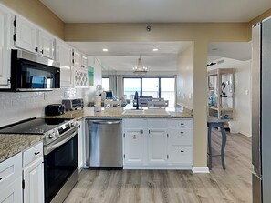 Condo, Multiple Beds, Balcony, Ocean View (#505 - No Pets Allowed) | Private kitchen | Fridge, microwave, oven, stovetop