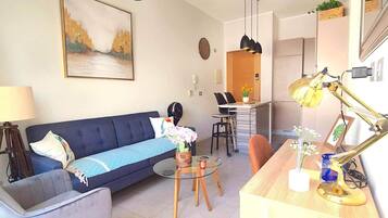 TV connectée, livres, chaîne hi-fi