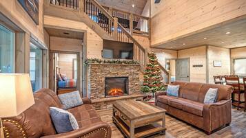 Smart TV, fireplace, video games, table football