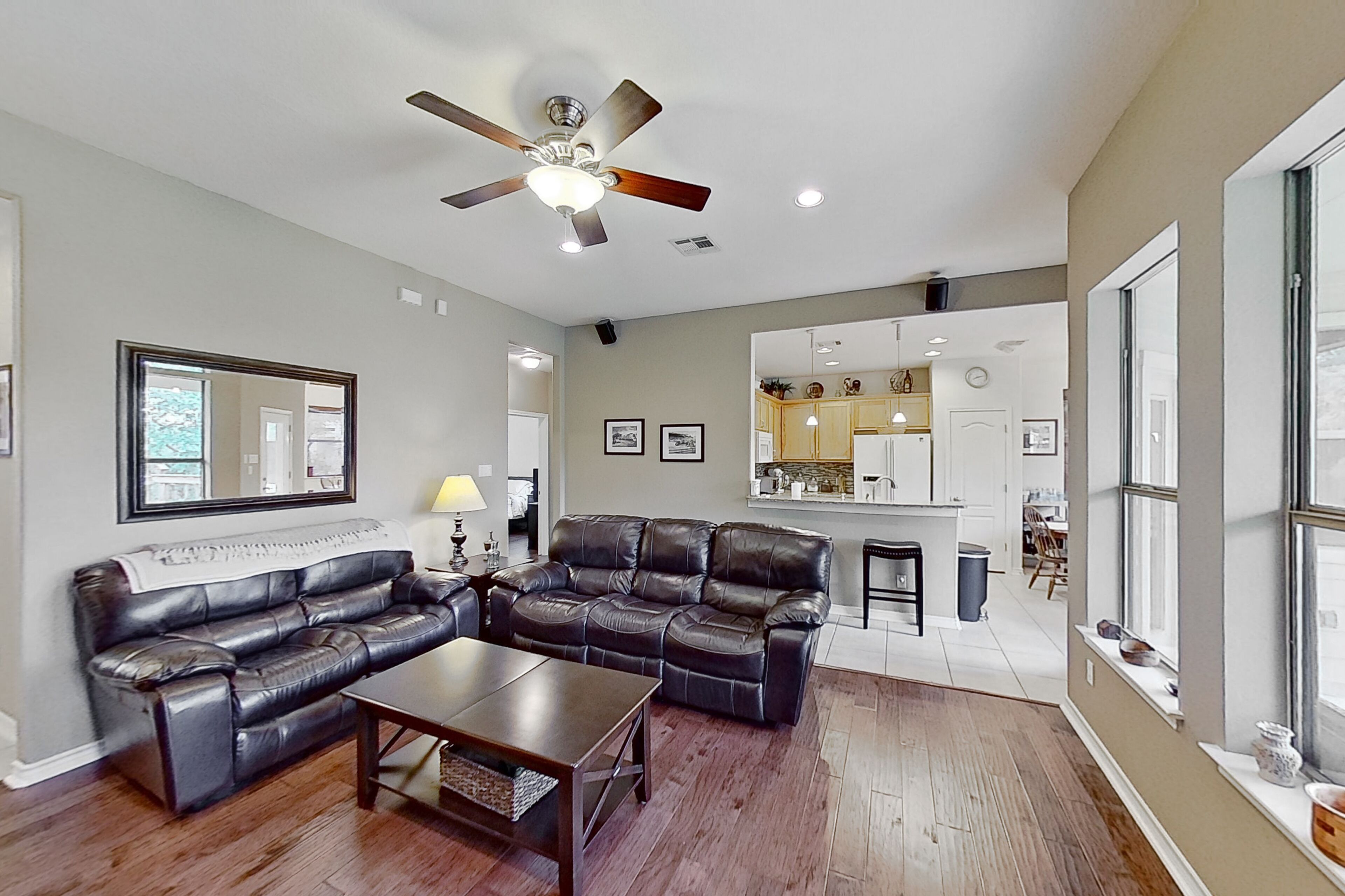 Scenic retreat with fenced yard, patio, central AC, & washer/dryer