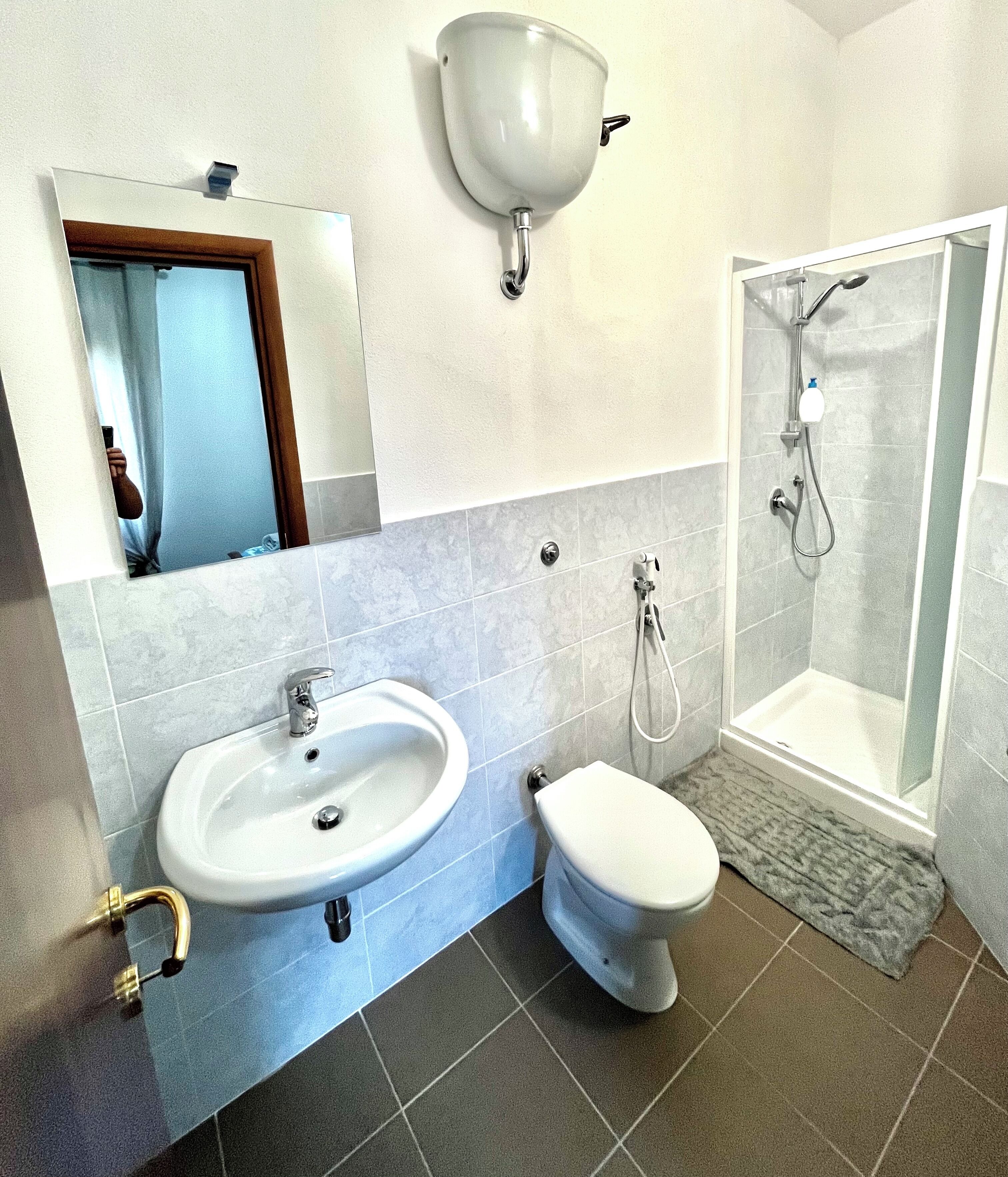 Hair dryer, towels, toilet paper