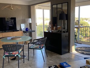 TV, fireplace, books - Apartment sea view Port Vendres 90m2 terrace (Port-Vendres)