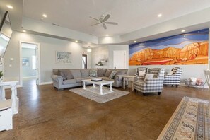 Smart TV, foosball, books