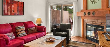 Fernseher, Kamin, DVD-Player