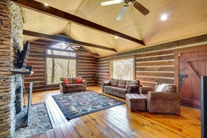 TV, fireplace - Spacious Prospect Cottage w/ Deck & Scenic Views (Prospect)