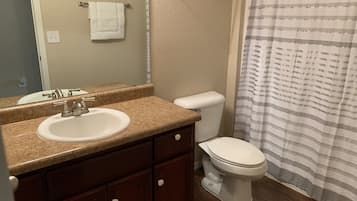 Towels, soap, shampoo, toilet paper