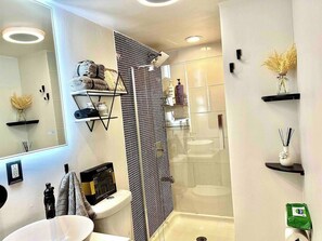 Hair dryer, towels