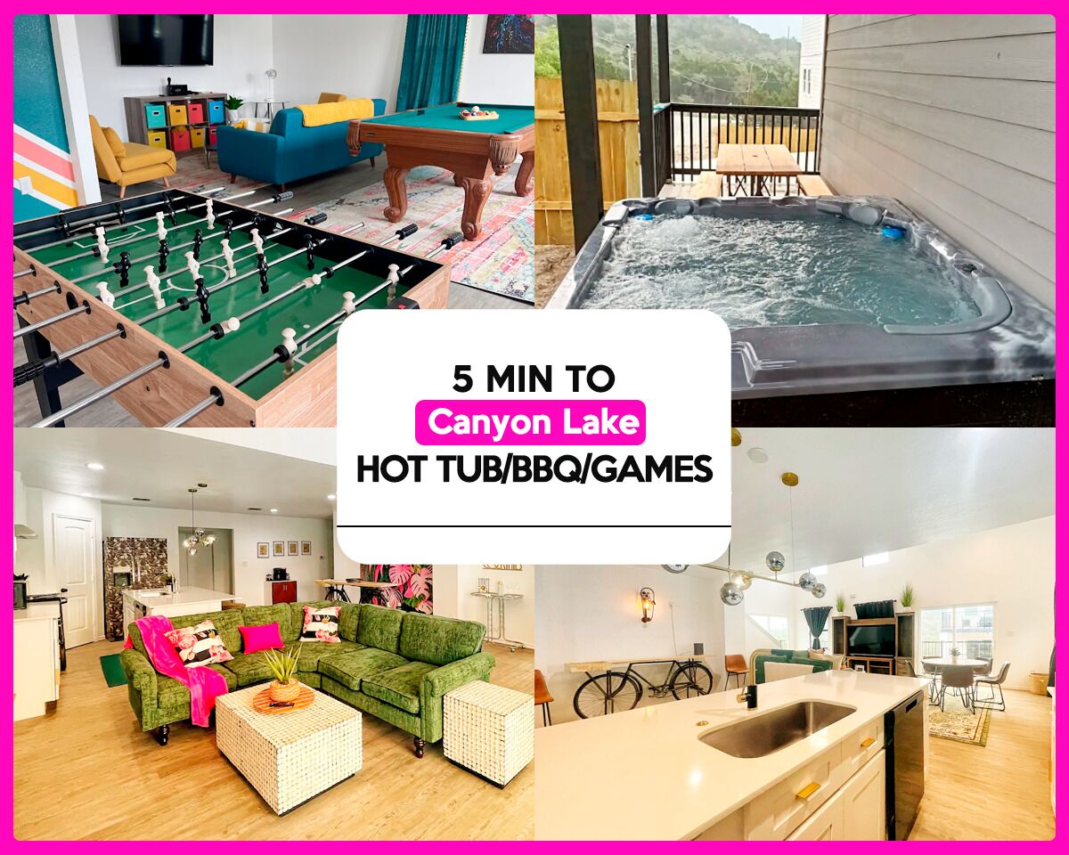 4- NEW Luxurious Home 5 minutes to Canyon Lake w/ Hot Tub, BBQ , Games and more!