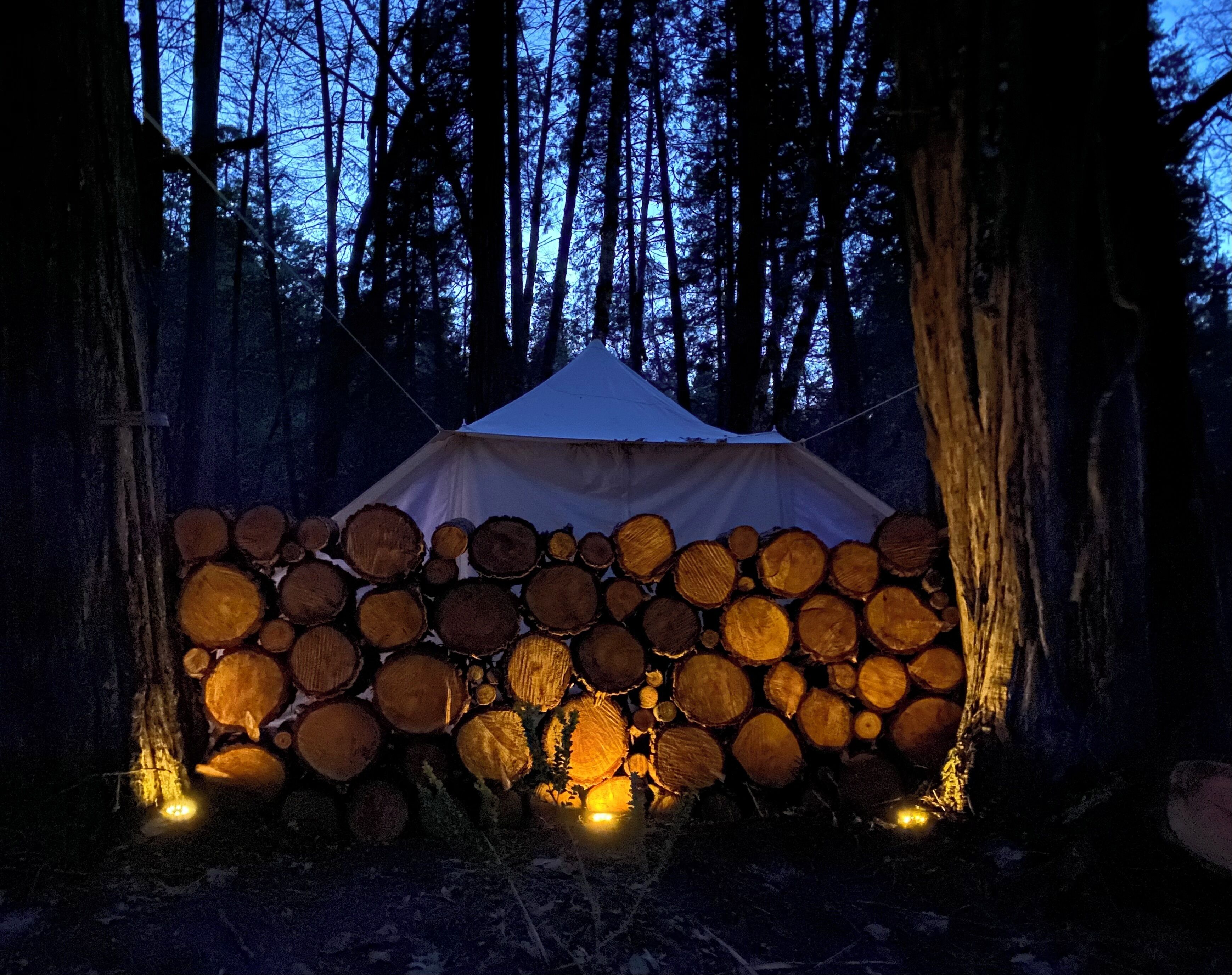 デラックス テント | 高級寝具、羽毛の掛け布団、低反発ベッド、ミニバー (無料)