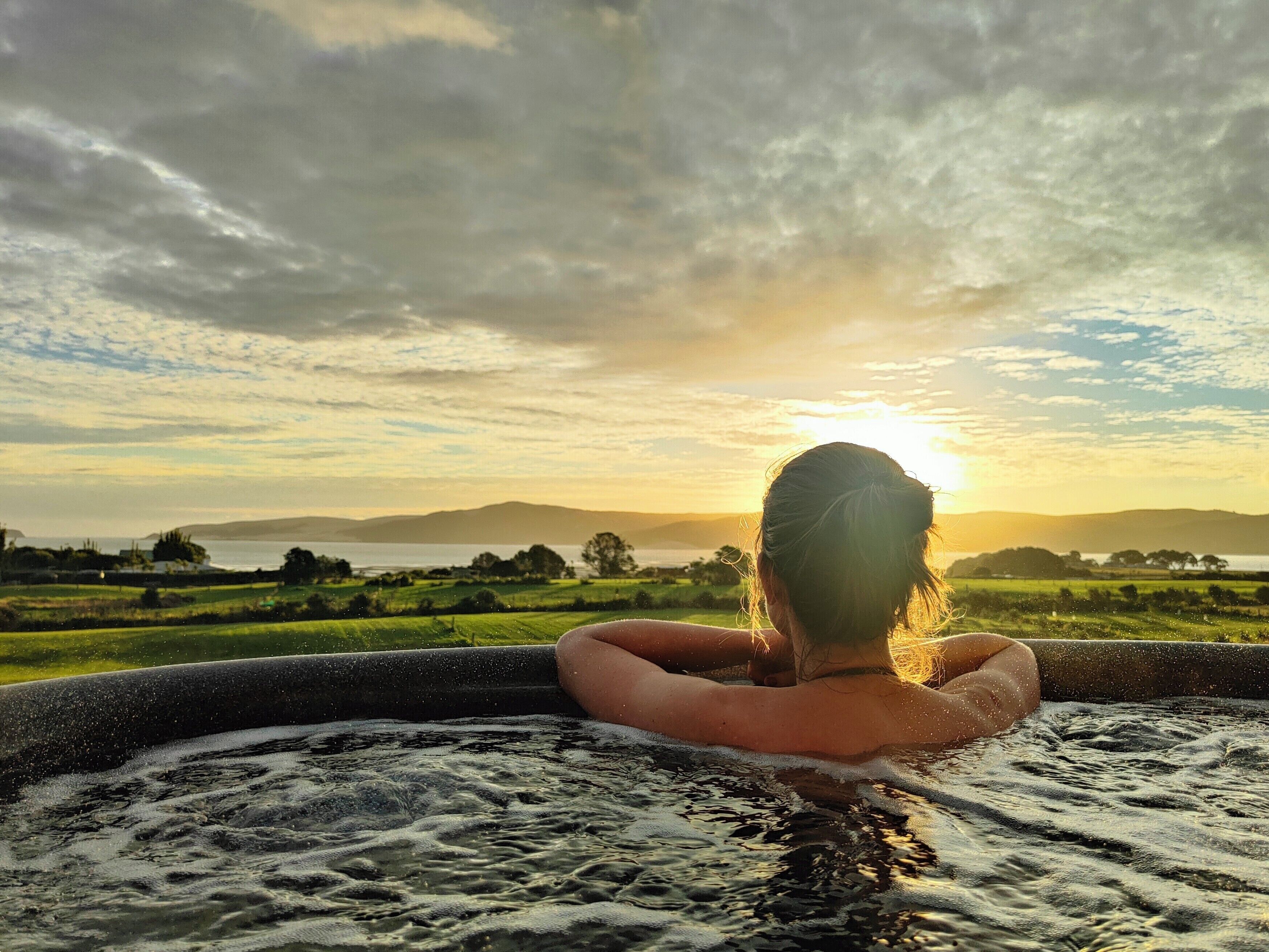Soak in the sunset with your very own hot tub. 