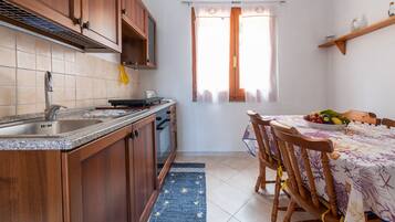 Fridge, oven, stovetop, cookware/dishes/utensils