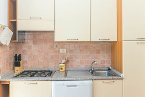 Frigorífico, microondas, horno y placa de cocina