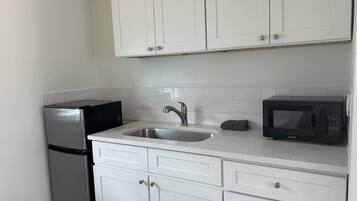 Microwave, toaster, paper towels