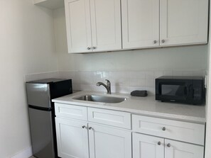 Microwave, toaster, paper towels