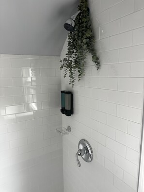Shower, hair dryer, towels, soap - Home away from home  (Dumont)