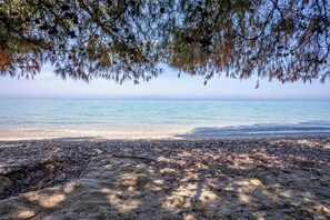 On the beach, beach towels