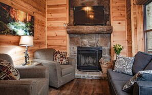 Televisión y chimenea 