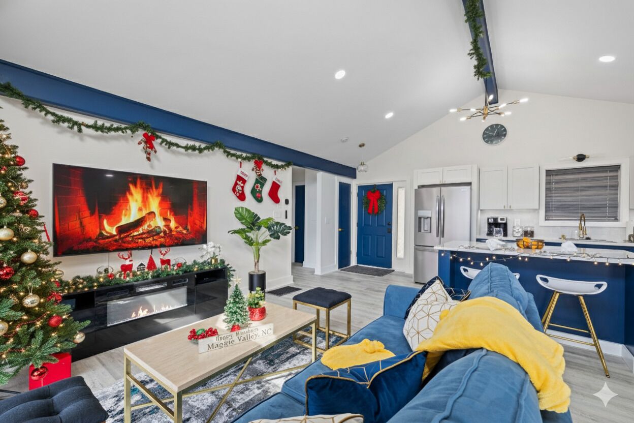 Smart TV, fireplace, foosball, books