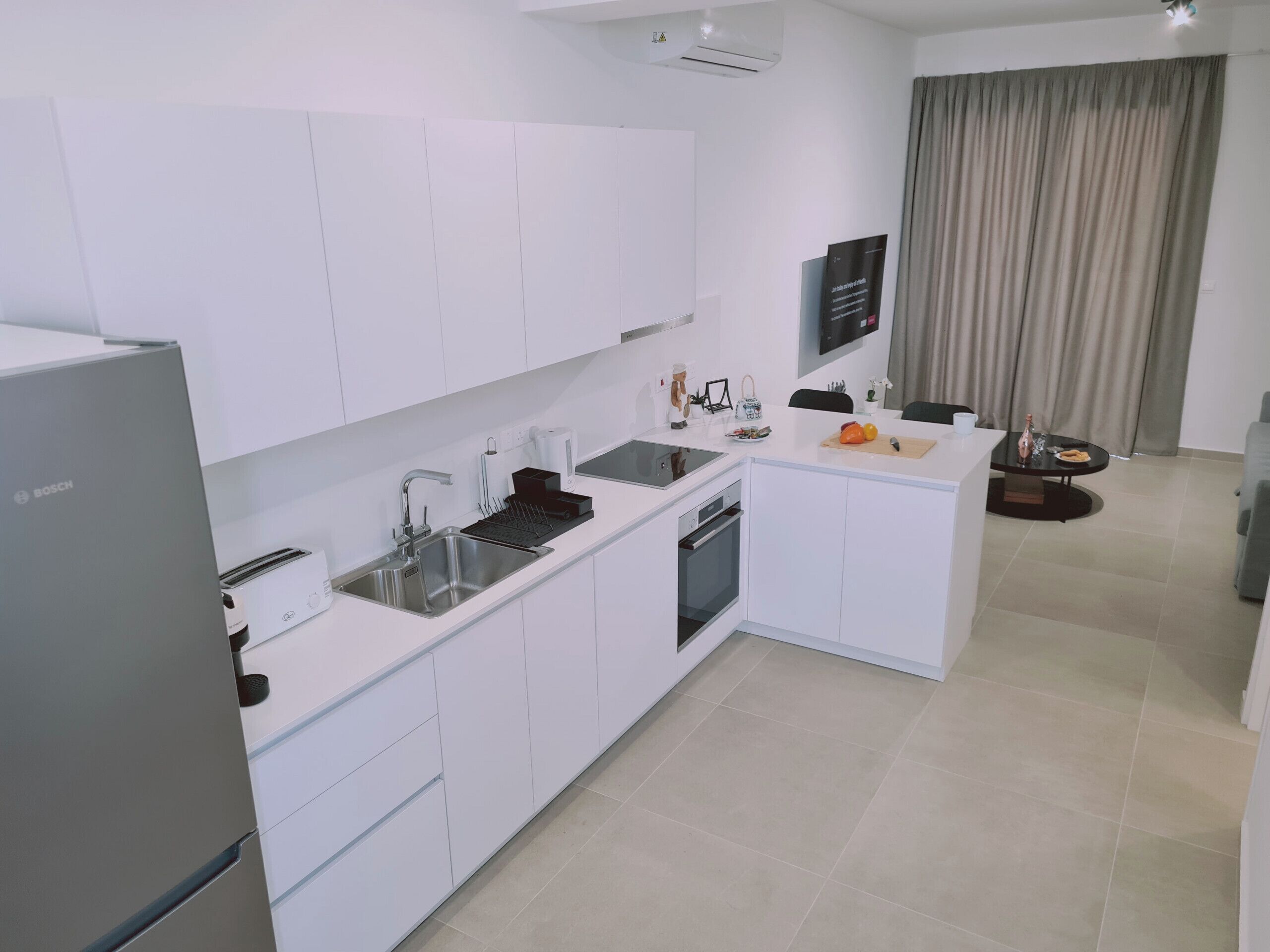 Fridge, oven, dishwasher, electric kettle