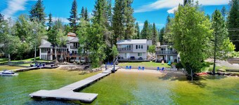 2 Lakefront Homes - Sleeps 16 - Dock - Beach - Walk to Dining & Park