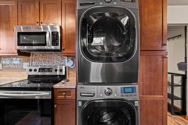 Fridge, microwave, oven, dishwasher