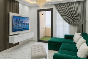 Chalet, 2 Schlafzimmer, barrierefrei, Raucher | Wohnzimmer