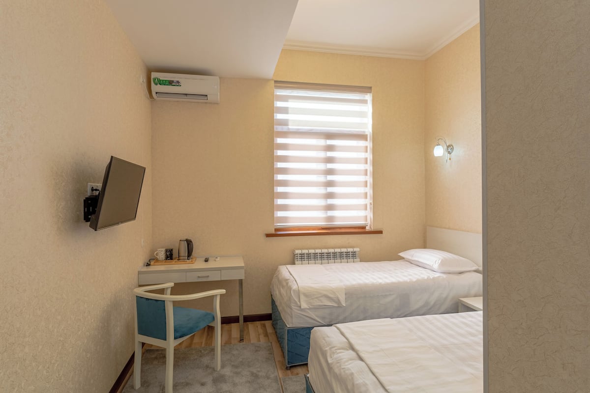 Habitación estándar con 2 camas individuales | Ropa de cama de alta calidad y escritorio