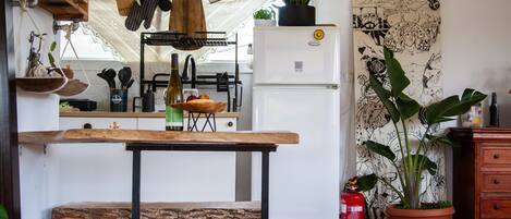 Fridge, oven, stovetop, electric kettle