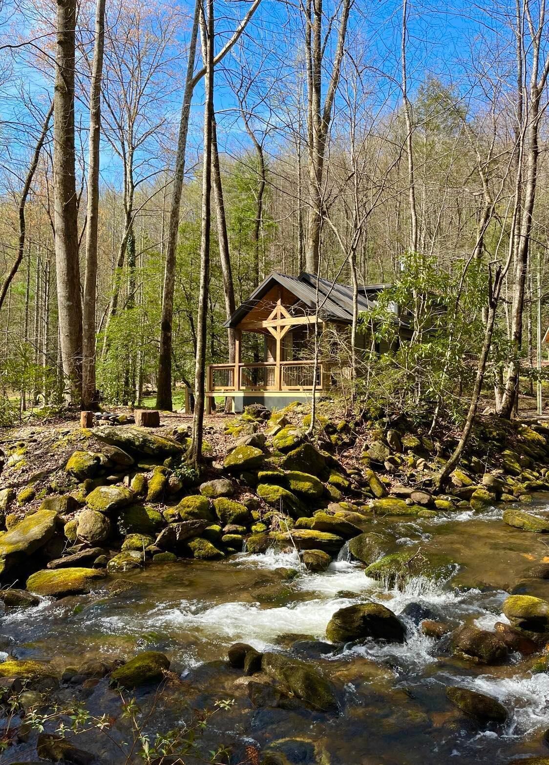Dense foliage, rolling currents of Newberry Creek the perfect place to relax.