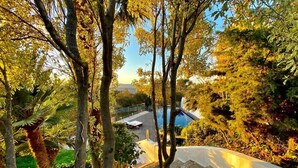 A view of a pool area surrounded by trees and greenery. - Spirit of Queen (Sant Cugat del Valles)